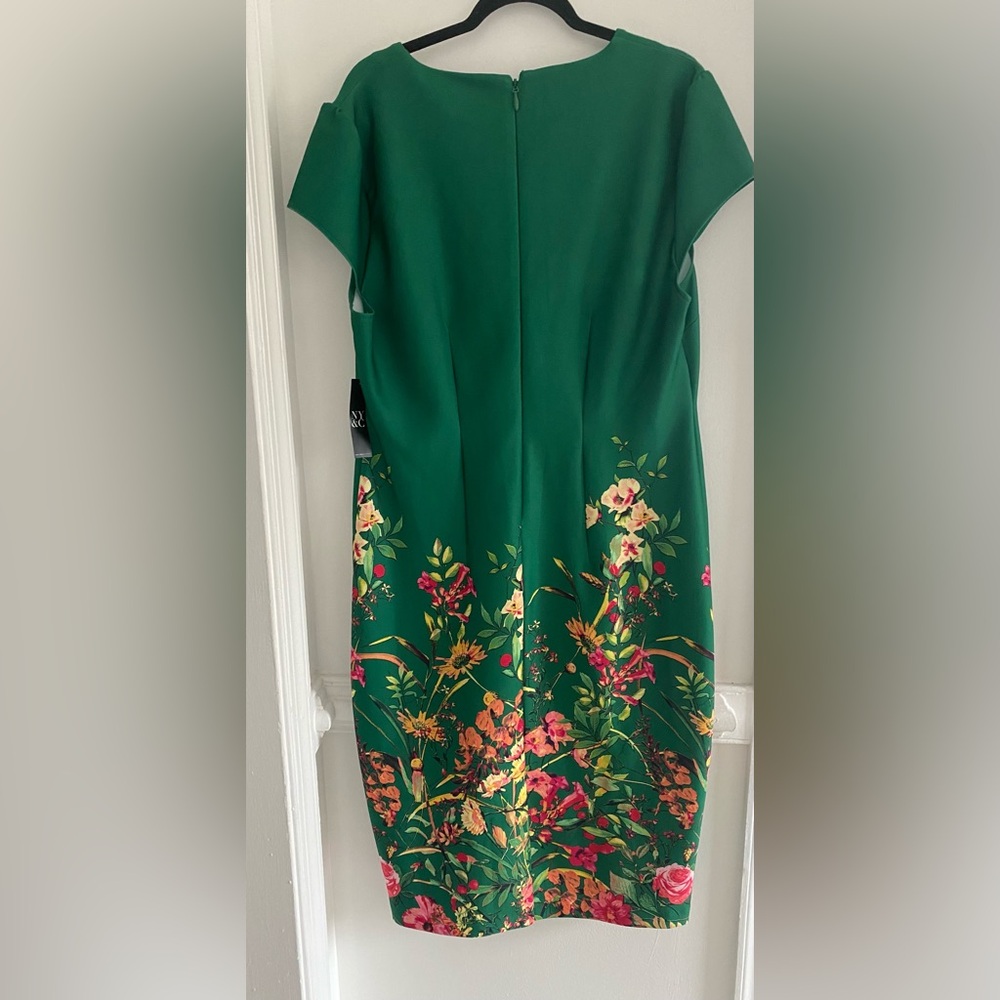New York & Company Green Midi Dress with Floral Hem - Picture 7 of 7